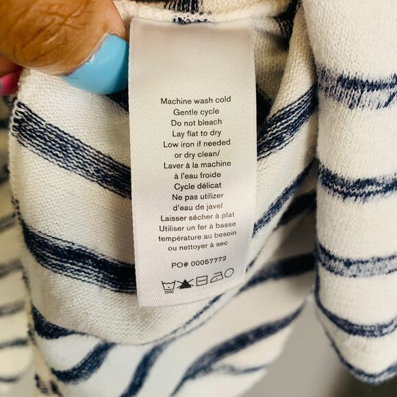 Rag & Bone Striped Long Sleeve Tee Size Medium Blue White Relaxed Fit Casual - Picture 5 of 8